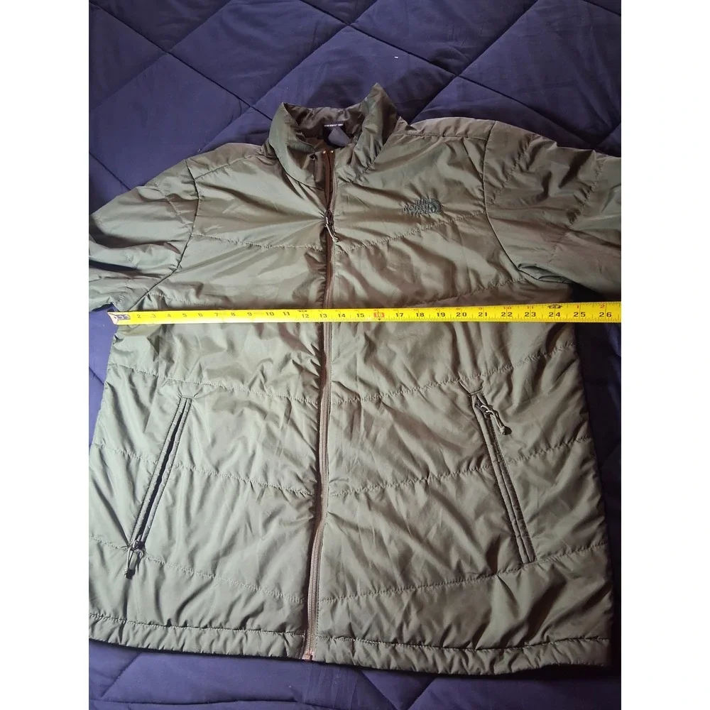 The North Face Mens XL Olive Green Quilted Puffer Jacket Full Zip Insulated